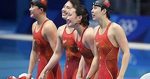 Li Bingjie on Ledecky after China won women’s 4x200-m freestyle relay at Tokyo 2020 中国队女子4×200米自接力夺金