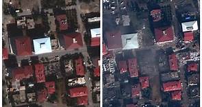 屋頂翻落地面瓦礫堆四散 互動圖表看土耳其強震前後對比衛星照