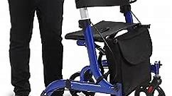 Walkers for Seniors with Seat Rollator Walkers with 8" Wheels Medical Rolling Walker for Seniors, Adjustable Handle & Basket (REV2.0 Benefiting The Costmer)