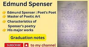 Edmund Spenser | Edmund Spenser as master of poetic art | Characteristics of Spenser's poetry |