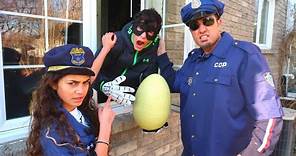 Heidi and Police officer catch Thief Stealing Easter Eggs