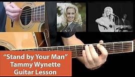 "Stand by Your Man" Tammy Wynette Guitar Tutorial Lesson with Chords and Licks, how to play country