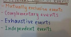 Different types of events in probability