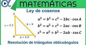 📐 LEY DE COSENOS 👉 Resolución de Triángulos Oblicuángulos (Encontrar 3 ángulos)