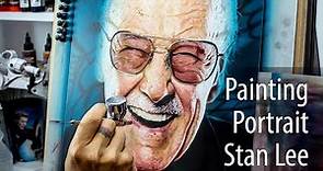 Painting Stan Lee (Marvel) - Retrato realista en Aerografia Stan lee