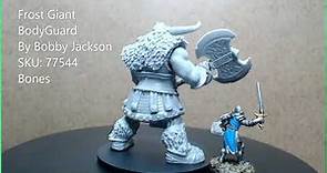 Reaper Miniatures, Frost Giant Bodyguard, 360 info & Size comparison.