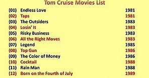 Tom Cruise Movies List