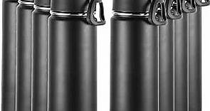 Volhoply Insulated Water Bottles with Straw Bulk 8 Pack, 22 oz Stainless Steel Sports Bottle with Lid,Double Walled Vacuum Metal Thermos with Wide Mouth, Reusable Water Flask for School(Black,8 Set)
