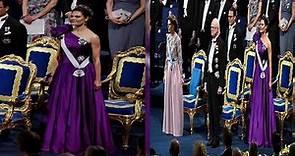 Princess Victoria of Sweden dazzled in a purple dress at the Nobel Prize ceremony....