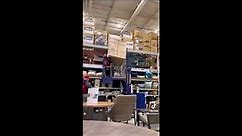 Lowes Employee Gets Stuck on Lift with Heavy Box
