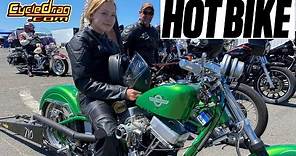 Her VERY FIRST TIME on an ultra POWERFUL HARLEY-DAVIDSON Drag Bike!
