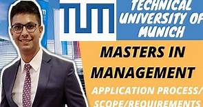 Masters In Management from Public University (TU MUNICH) Technical University of Munich Germany