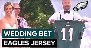 Groom Wears Carson Wentz Jersey After Winning Wife’s Super Bowl Bet | Philadelphia Eagles