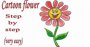 How to Draw cartoon flower Step by step (very easy) || Art video