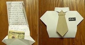 fold a missionary card ( or Dad birthday card or Father's Day card) Part 1: shirt folding, origami