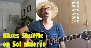 "Tutorial de Blues Shuffle en Sol Abierto | Aprende a Tocar un Ritmo Clásico de Blues en Guitarra"