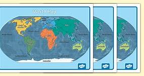 World Map with Names - Continents and Oceans