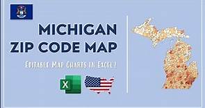 Michigan Zip Code Map in Excel - Zip Codes List and Population Map