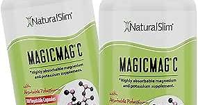 NaturalSlim MagicMag C Magnesium Citrate Capsules – Magnesium Supplement with Natural Potassium | Rest Support, Heart Health, and Muscle Cramp Relief | Gluten-Free, 100 Capsules (2 Pack)