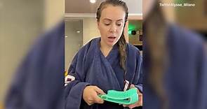 Alyssa Milano brushes her hair and shows off hair loss after getting COVID-19