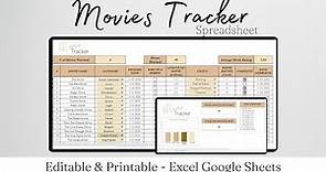 Movie Tracker Excel Spreadsheet, Best Movies Tracker Template Google Sheets, Favorite Movies Log