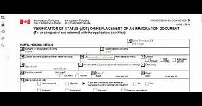 Imm5009e Application for a Verification of Status (VOS) or Replacement of an Immigration Document