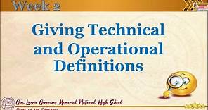 TECHNICAL AND OPERATIONAL DEFINITIONS | Research