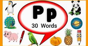 Letter P words for kids/Words start with letter P/P letter words /Alphabet P/P words/P for words/