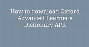 How to download Oxford Advanced Learner's Dictionary in free.