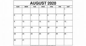 Free Printable August 2020 Calendar - Wiki-Calendar.Com
