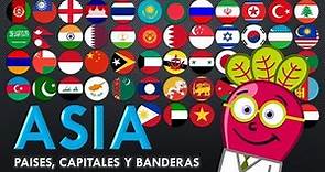 ASIA 🌏 Banderas Paises Capitales del Mundo Mapas