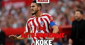 Homenaje a Koke por convertirse en el jugador con más partidos la historia del Atlético de Madrid