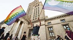 People in Poland protest to support arrested LGBTQ activist