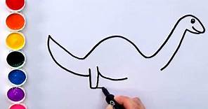 Dibujo de Dinosaurio| Como Dibujar y Colorear un Dinosaurio | Amiguitos123
