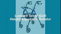 Lumex Set n' Go Wide Rollator, Height-Adjustable Walker with Wide Seat, Short and Tall Use, Blue