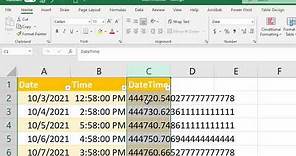 How to combine date and time columns in Excel