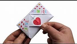 DIY Überraschungskarte basteln zum Valentinstag - TUTORIAL. Briefumschlag Valentinstag Karte basteln