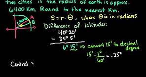 Find North-South Distance Between Two Cities Given Latitude