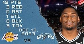 Malaki Branham player Highlights SPURS vs LAKERS NBA Regular season game 13-12-2023