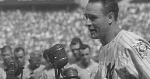 Gehrig delivers his famous speech at Yankee Stadium