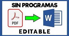 Cómo Convertir Un PDF a Word Editable Solo Utilizando Word Sin Programas Externos