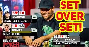 Rick Salomon and Brandon Steven Both Flop Sets on High Stakes Poker! [HUGE POT]