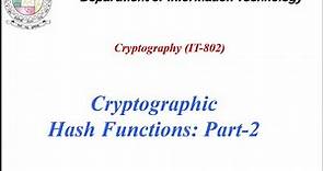 Whirlpool and SHA-512 Cryptographic Hash Functions
