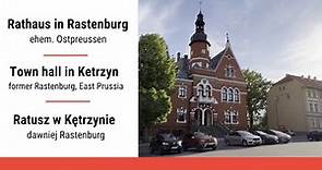 Das Rathaus in Rastenburg (heute: Kętrzyn) in Ostpreussen (heute Polen)