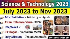 Science & Technology Current Affair 2023 | July 2023 to November 2023 | विज्ञान और प्रौद्योगिकी 2023