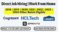 Remote Jobs | Cognizant, HCLTech, Sprinto, Lowes India | Multiple Hiring - All Degree Eligible