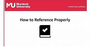 How to reference properly