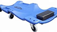 HPDMC Blow Molded Plastic Rolling Garage/Shop Creeper - 40" Mechanic Cart with Padded Headrest, Dual Tool Trays and 6 Casters, Blue
