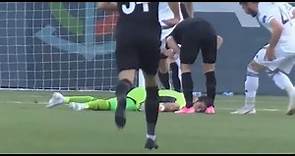 Azerbaijan national team goalkeeper suffered a terrible head injury during the match