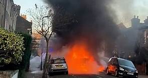 London bus bursts into flames on Hackney street